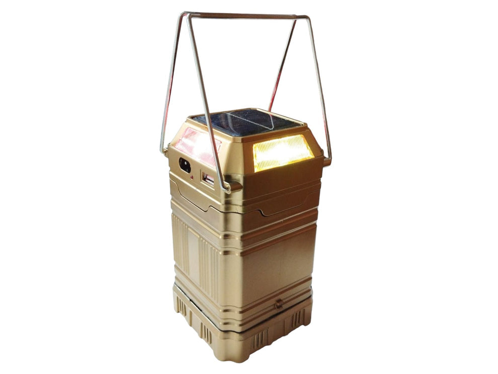 Farol Cuadrado Solar Multi-Luz + Linterna y Puerto USB