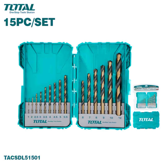 Set de Mechas de Acero Rápido TOTAL 15 Piezas